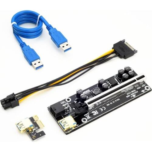 1 To 10pcs VER009 USB3.0 PCI-E Riser VER 009S PLUS Express 1X 4x8x 16x Extender pcie Riser Adapter Card SATA 15pin to 6pin Power