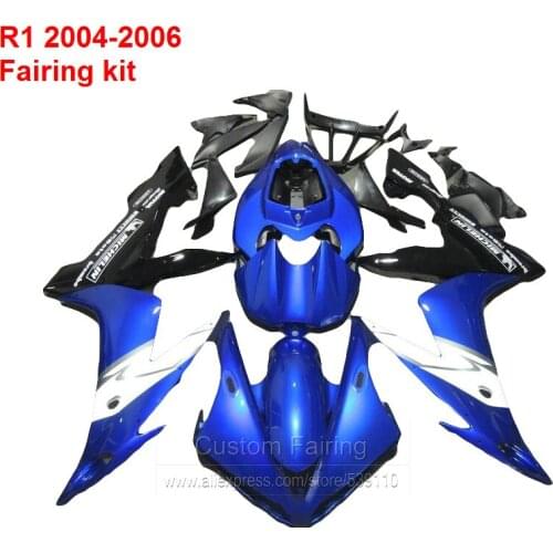 Mix Blue Fairing kit For YAMAHA YZF R1 04 05 ( Glossy ) 2004 2005 2006 Injection fairings SZ100