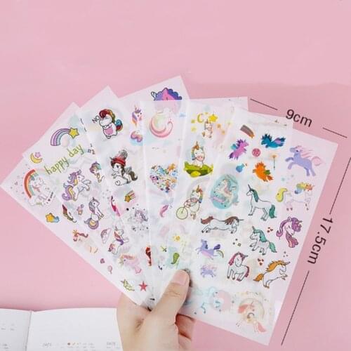 6Sheets/Set Cute Unicorn Stickers for Girls Boys Kawaii Adhesive Sticker For Kids DIY Decor Scrapbooking Stickers Diary Supplies