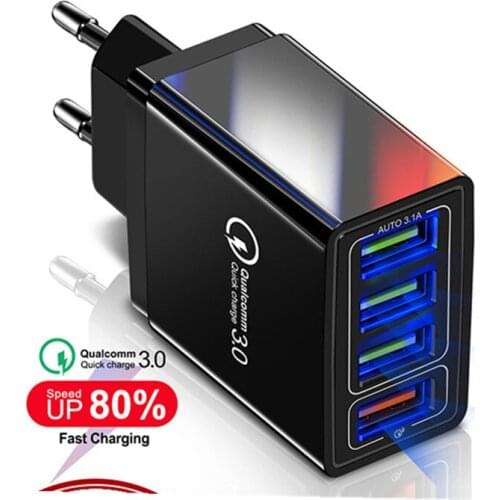 Quick Charge QC 3.0 USB EU Charger Universal Mobile Phone Charger Wall Fast Charging Adapter For iPhone 12 mini 11 7 Samsung A51