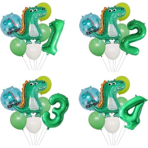 7pcs/set Cartoon Dinosaur 30inch Number Balloons Kids Birthday Party Dino Theme Jungle Party Decoration Baby Shower Air Globos