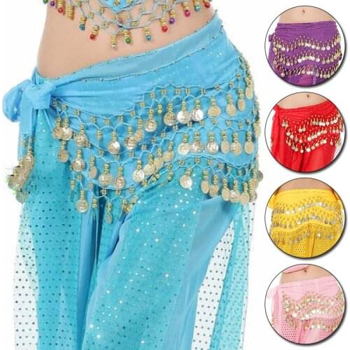 Women Belly Dance Costume Hip Scarf Coin Tassels Sequin Accessories Belt Skirt Thailand/India/Arab Dance Skirt Dancewear Belt
