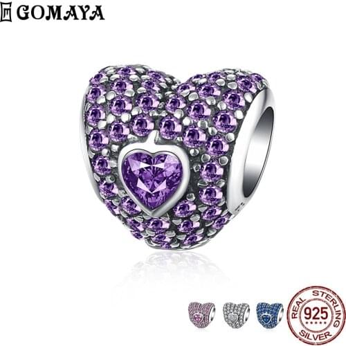 GOMAYA 925 Sterling Silver Heart Shaped Accessory Pendant Creative DIY Cubic Zircon Women Fine Jewelry Romantic Engagement Gift