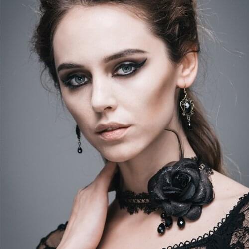 Devil Fashion Gothic Flash Rose Lace Collar Sexy Black Rose Necklace Women New Arrival