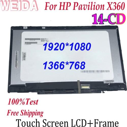 14" Touch For HP Pavilion X360 14-CD 14 CD Series Laptops LCD Display Touch Screen Assembly with Frame L20555-001 L20553-001