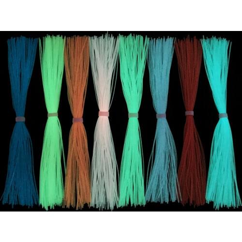 Tigofly 16 Bundles Glow in dark Luminous 8 Colors Silicone Skirts Legs DIY Spinner Bait Squid Rubber Thread Fly Tying Materials