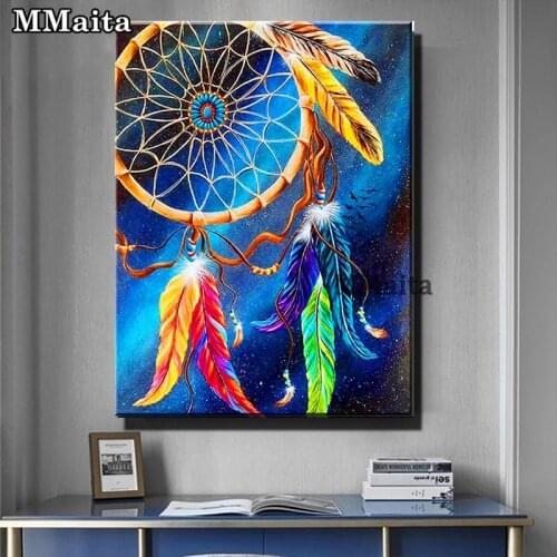 2021 New 5D Diamond Embroidery Dreamcatcher Full Square,Round Diamond Painting Cross Stitch Scenery Mosaic Home Decor GG5680