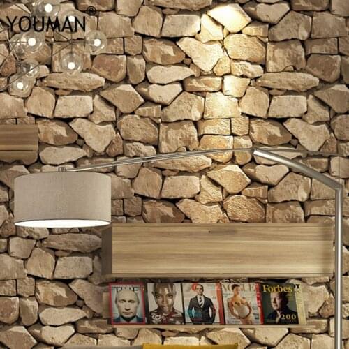 3D Waterproof Vintage Stone Effect Wallpaper Roll Rustic Faux Stone Texture Vinyl PVC Wall Paper Home Decor for walls
