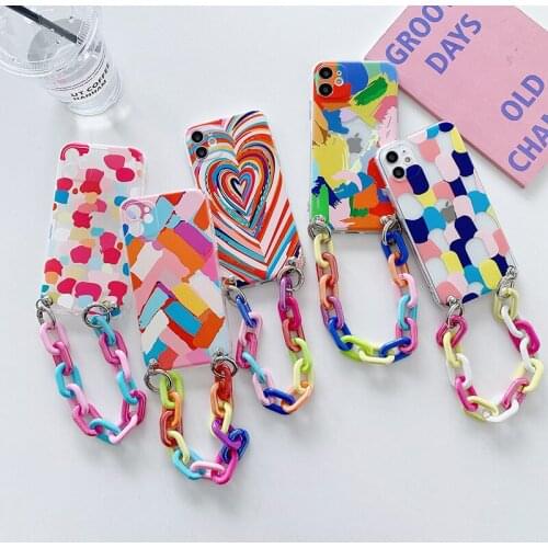Colorful Chain Soft Back Cover For Xiaomi Mi 10T note 10 Lite POCO 9T A1 A2 8 Lite 9 SE Mix 2 2S GraffitiBracelet Phone Cases