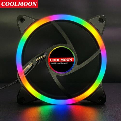 COOLMOON CM-01 120mm PC Case Cooling Fan Large 4 Pin Mute LED Lighting Heatsink Radiator for Desktop Chassis PC Case Not RGB
