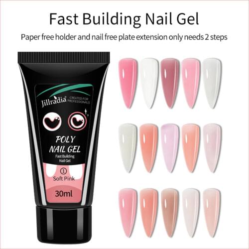 Jillradia Poly Polish Gel For Manicure Tools Nail Gel Polish For Nail Art Design 30ML UV Builder Gel Varnish For Nails Extension