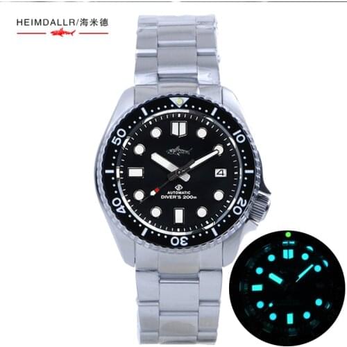 HEIMDALLR Watch Sharkey NH35 Automatic Watches for Men 200m Water Resistant Dive Mechanical Wristwatch 316L Stainless Steel Case