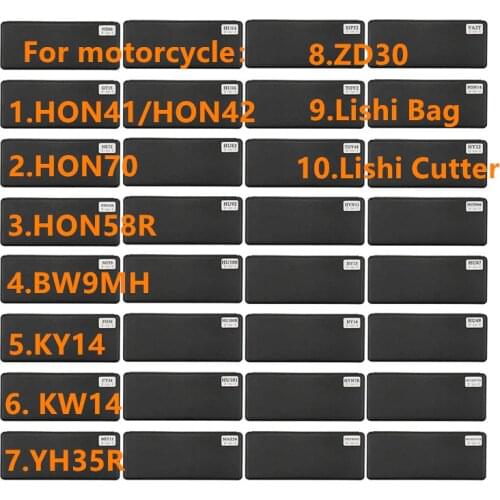 Lishi 2 in 1 tool Locksmiths tools HON42 HON41 Hon70 HON58R BW9MH KY14 SZ14 YH35R ZD30 for motorcycle motorbike Lishi bag cutter