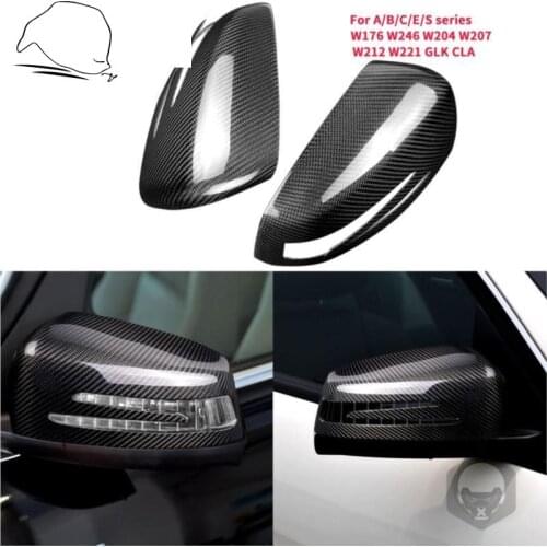 Rearview Mirror Cover Caps For Mercedes-Benz A/B/C/E/S Class W176 W246 W204 W207 W212 W221 GLK CLA Real Carbon Fiber Mirror Trim