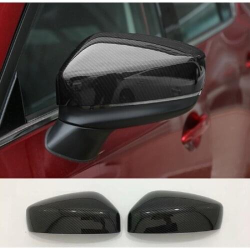 2xMirror Cover Carbon Fiber Rearview Caps Trim Rearview Side Mirror Cover ABS For Mazda CX-5 CX5 2017-2021