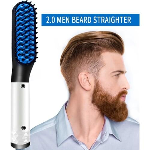 Multifunctional Beard Straightener Hair Straighten Straightening Comb Beard Comb Hair brush Quick Hair Styler Men