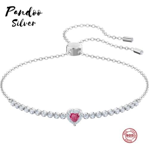 PANDOO Fashion Charm Pure 925 Silver Original 1:1 Copy, Romantic Feminine Charm Love Bracelet Female Luxury Jewelry Gifts
