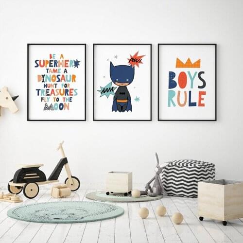 Cartoon Superhero Batman Canvas Painting Boys Room Wall Art Decor Posters and Prints Nursery Playroom Decoration Cuadros