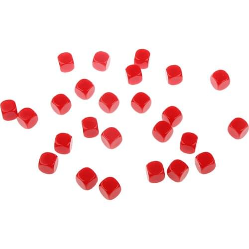 Pack of 25pcs DIY Blank 16mm Six Sided Dice D6 Playing Dungeons D&D TRPG Game Red