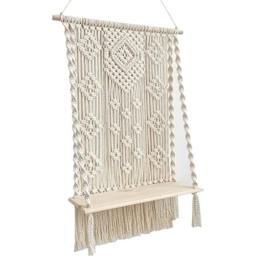 Handmade Lace Wall Hanging Rack Indoor Rope Plant Hanger Rope Plant Hanger Hand-Woven Tapestry Rack for Decoration