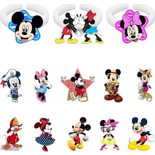 Disney 2021 New Resin Acrylic Disney Round Ring Set Lady Jewelry Party Gift Adjustable Ring Jewelry