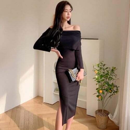 New arrival fashion korean spring midi beach dress women OL temperament casual sexy off-shoulder cotton young slim holiday dress