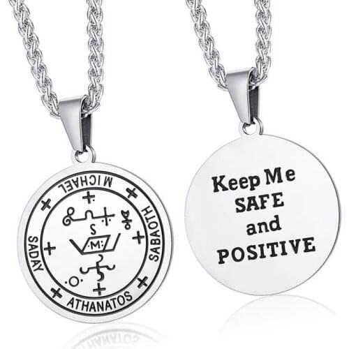 New Trendy Talisman Pentacle of Solomon Seal Pendant Necklace for Men Woman Stainless Steel 24Inch Chain Link Male Jewelry