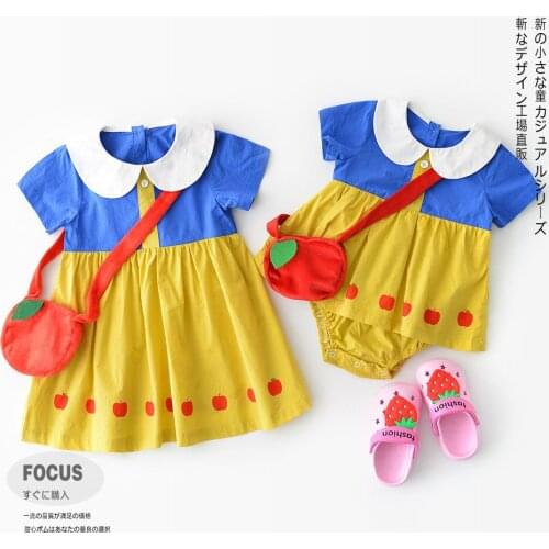 Big Sister Little Sister Dress Set Newborn Clothes for Baptism Girls Navy Blue Dress Baby Dress for Baptism Summer Clothing