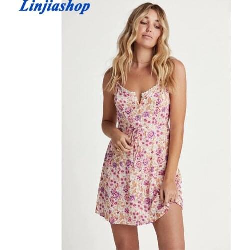 Women Print Soft Rayon Sleeveless Boho Holiday Spaghetti Strap Summer Dress Belt Bohemian Beach Mini Cami Dress Sundress