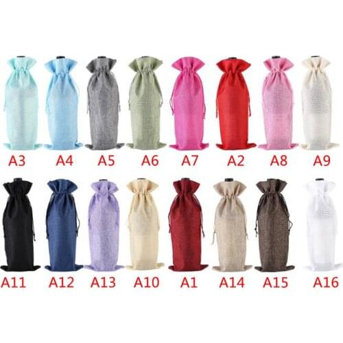 Red Wine Bottle Cover Gift Champagne Pouch Burlap Packaging Bag Party Decoration