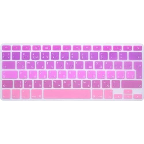 Silicone EU/UK Russian Gradient Black Colors Keyboard Cover Stickers Protector for MacBook A1278 A1425 A1369 A1466 A1398 A1286