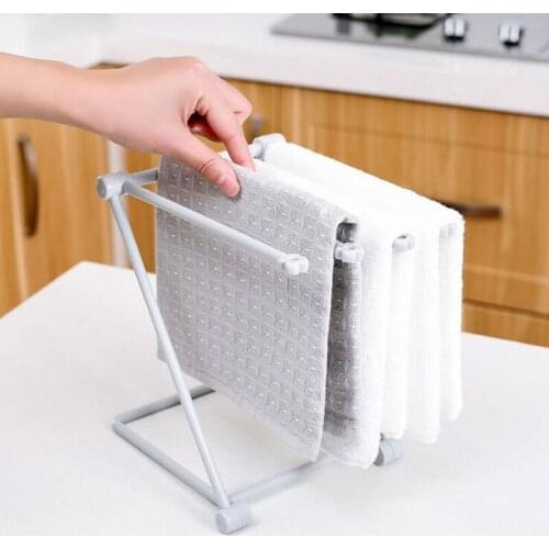 Foldable Vertical Rag Rack Kitchen Towel Rack Countertop Holder Dish Cloth Drain Shelf Kitchen Organizer and Storage Supplies