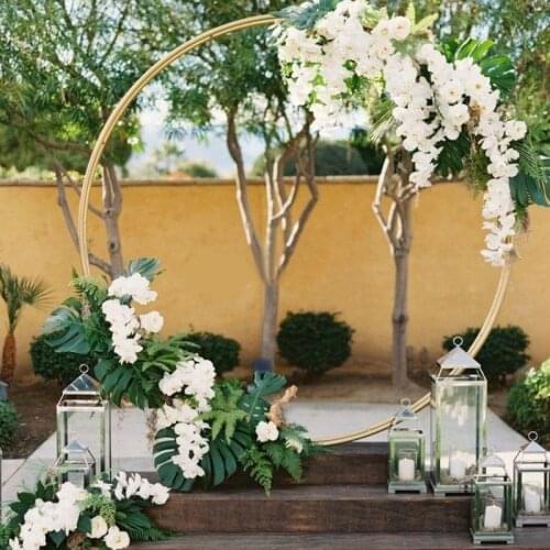 Wedding Arch Background Wrought Iron Plank Decorative Props DIY Round Party Background Plank Flower with Frame