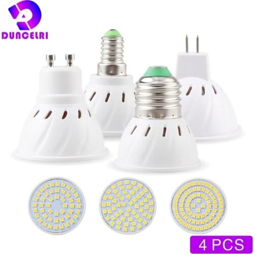 4pcs/lot E27 E14 MR16 GU10 LED Bulb 220V Bombillas LED Lamp Spotlight 48 60 80LED 2835SMD Lampara Spot Light Chandelier Lighting