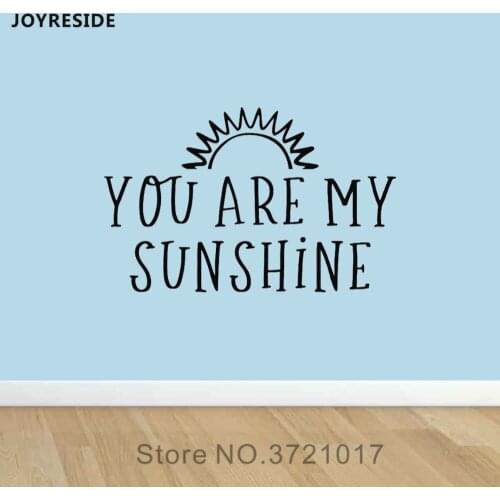 JOYRESIDE You Are My Sunshine Wall Quotes Sticker Decals Vinyl Interior Decor Kids Room Bedroom Living room Design Murals A1233