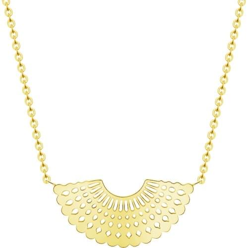 Rose Gold Geometry Sector Necklace Charm Fan Jewelry Stainless Steel Long Necklaces Women Bridesmaid Gift Collares Mujer