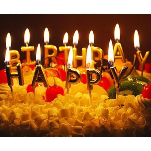 Gold Sliver Happy Birthday Letter Cake Birthday Party Festival Supplies Lovely Birthday Candles for Kitchen Baking Gift