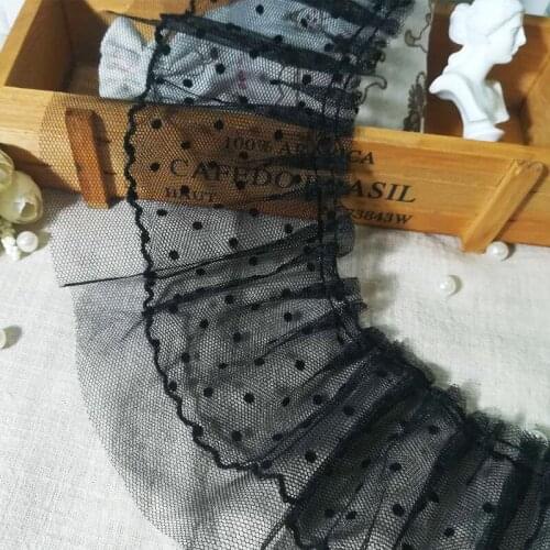 1Yards Embroidery Lace Mesh Fabric Ribbon Dot Lace Trim 10cm Lace Trimmings For Sewing Guipure Crafts Clothes Accessories RG39