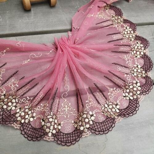 2Meters Embroidered Lace Trim Mesh Tulle Ribbon DIY Sewing Fabric Skirt Curtain Sofa Guipure Trims DIY Craft Decorations Hot