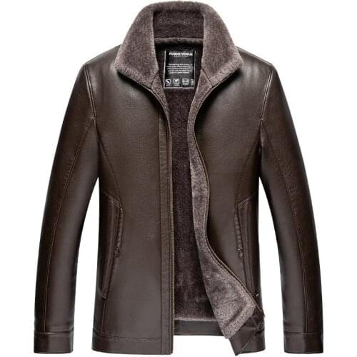 2020 Winter Mens Jacket Mens Artificial Leather Coats Fur Collar Mens Fur Long Plush Thick Overcoat Winter Jacket Warm Coat