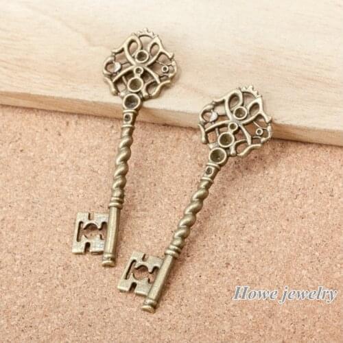 30pcs Vintage Charms key Pendant Ancient bronze Fit Bracelets Necklace DIY Metal Jewelry Making A072