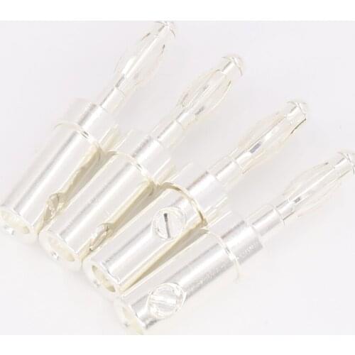 4Pcs BA1416 Silver Plated Banana Plug Connector For Speaker Cable Wire