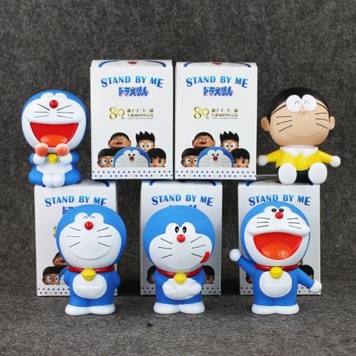 5pcs/set Q Version Doraemon Nobita Nobi PVC Model Toys Japan Anime Action Figure Dolls For Kids' Collections 8.5-9.5cm