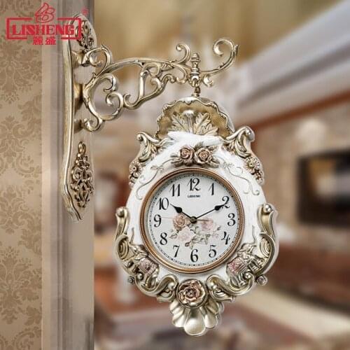 European Double-sided Clock Living Room Mute Wall Clock Quartz Clock Garden Creative Retro Creative Decoration