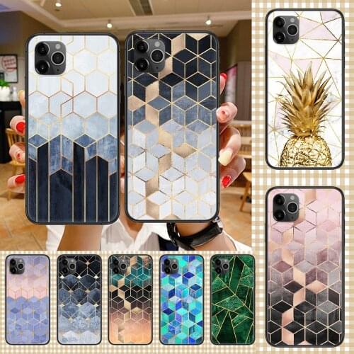 Art Pink Pretty Marble Phone Case Cover Hull For iphone 5 5s se 2 6 6s 7 8 12 mini plus X XS XR 11 PRO MAX black art coque 3D