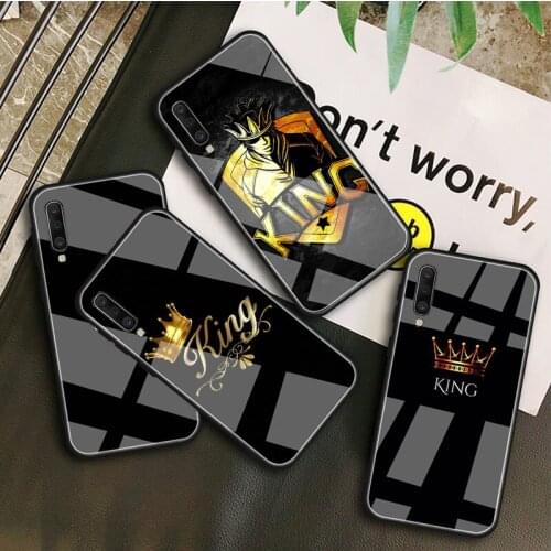 Queen and king crown Tempered Glass Case For Samsung Galaxy A 10S 10E 20S 20E 30S 40 50S 60 70 80 90 6 7 8 Shell
