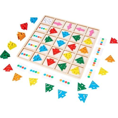 Baby Montessori Sensory Board Education Toys Learning Color Direction Arrow Matching Games Logic Thinking Wooden Toys For Kids