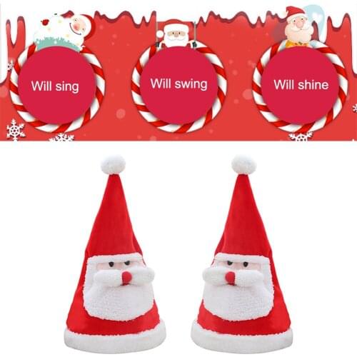 Electric Christmas Hat Santa Hat with Light Sing Function Gifts for Boys Girls Christmas Decorations