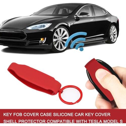 Hot Silicone Car Key Cover Case Shell Key Fob Cover Case Car Key Cover Shell Protector Compatible with Tesla Model S
