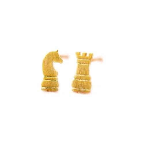 Top sale chess knight castle stud earrings Interesting chess flag Stud earrings The creative personality stud earrings